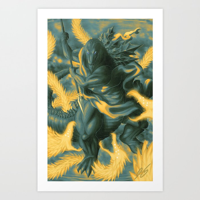 Kaiju Renaissance - God Defeats Devil Art Print