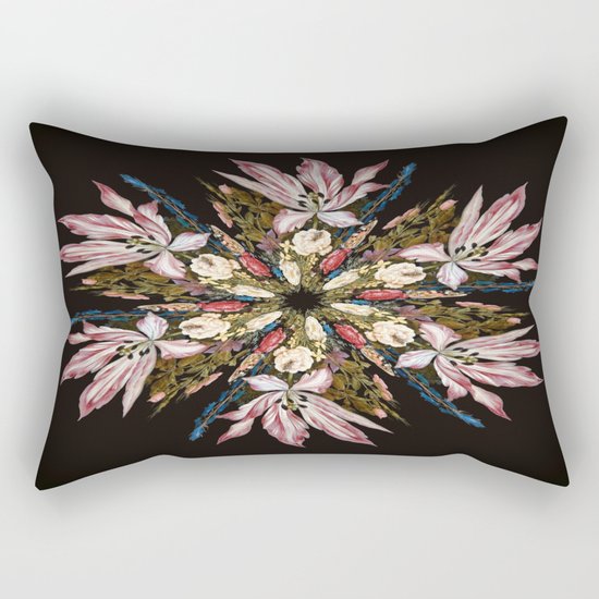 Flemish Floral Mandala Rectangular Pillow
