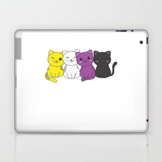 Nonbinary Flag Non Binary Pride Lgbtq Cute Cat Laptop & iPad Skin