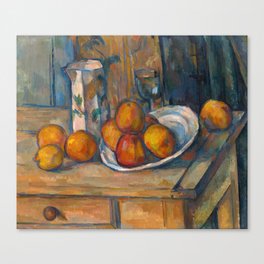 Paul Cezanne - Still Life with Milk Jug and Fruits Canvas Print