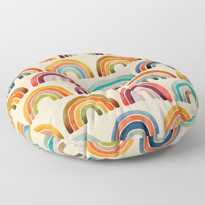 Rainbow Watercolor – Retro Palette Floor Pillow