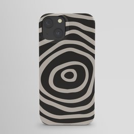 Mid Century Modern Abstract Spiral Art - Raisin Black and Pale Silver iPhone Case