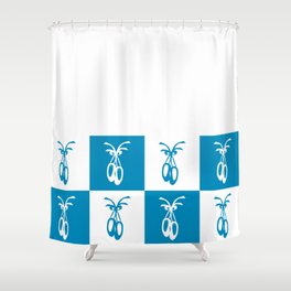 Blue Danube and White Ballet Shoes Chess Board Horizontal Split Shower Curtain