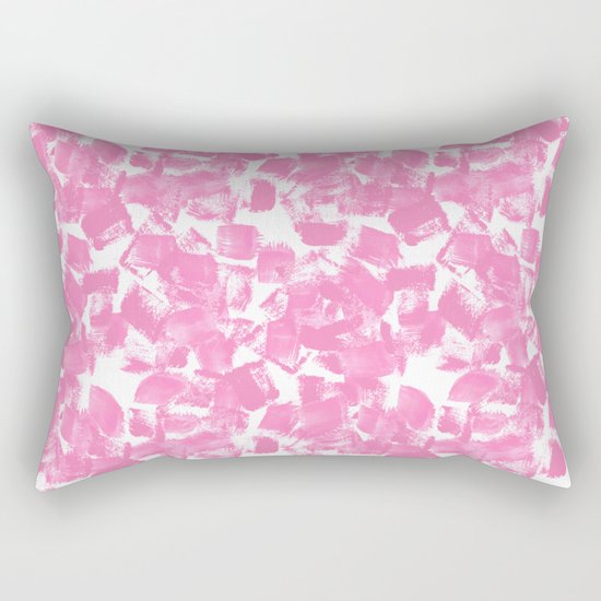 Pink Painter brushstrokes abstract minimal modern dorm college trendy boho painting monochromatic Rectangular Pillow
