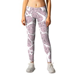 Cute blush hearts with pink floral branches texture Leggings