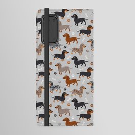 Dachshund Dog Doxie Dogs Pattern Gray Android Wallet Case