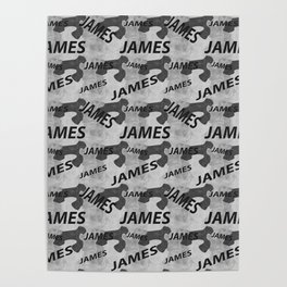 James pattern in gray colors and watercolor texture Poster