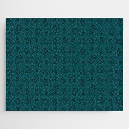 Teal Blue and Black Gems Pattern Jigsaw Puzzle