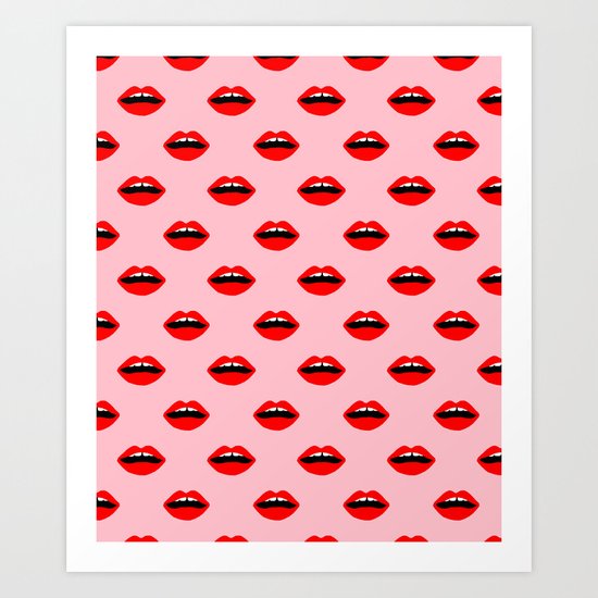 Lips valentines day cute gift for love makeup lipstick mouth pattern Art Print