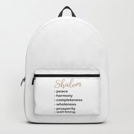 Christian Design with Hebrew Word 'Shalom' and its Meanings Backpack