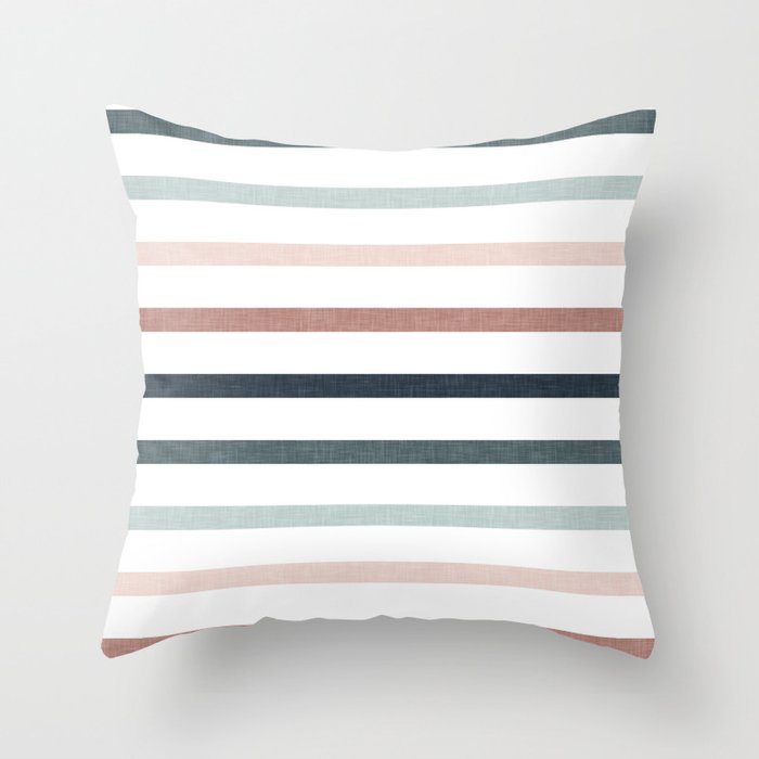 boho stripes - dusty pink and jade Throw Pillow
