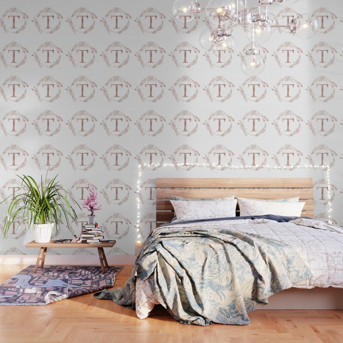 Letter T Rose Gold Pink Initial Monogram Wallpaper by Nature Magick |  Society6