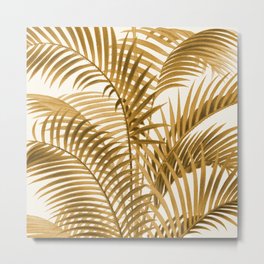 Golden Palm Leaves Metal Print