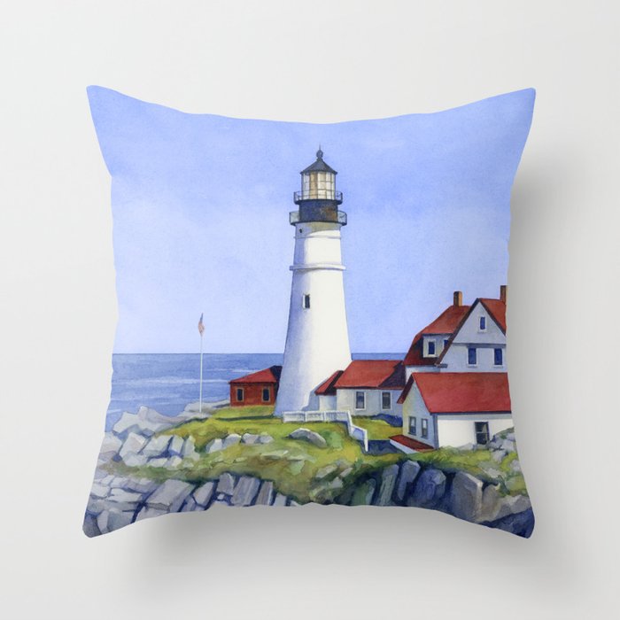 Portland Head Lighthouse Throw Pillow