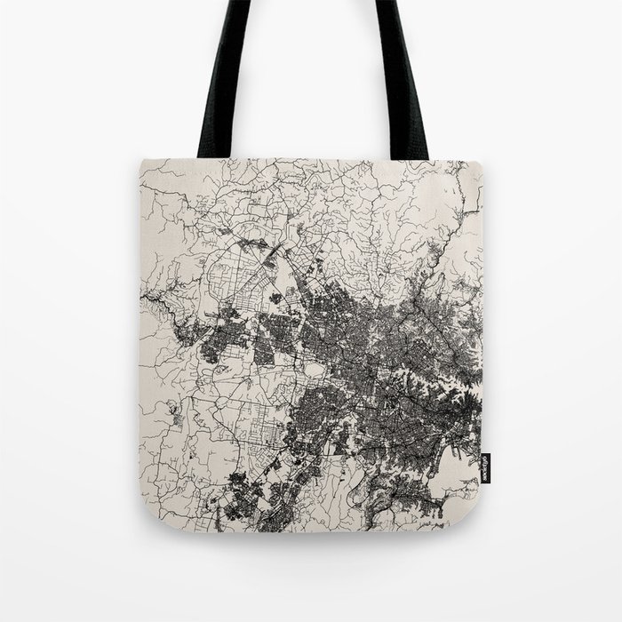 Sydney City Map - Australia Black & White Map Tote Bag