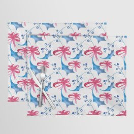 Christmas Pattern Watercolor Bow Floral Leaf Placemat
