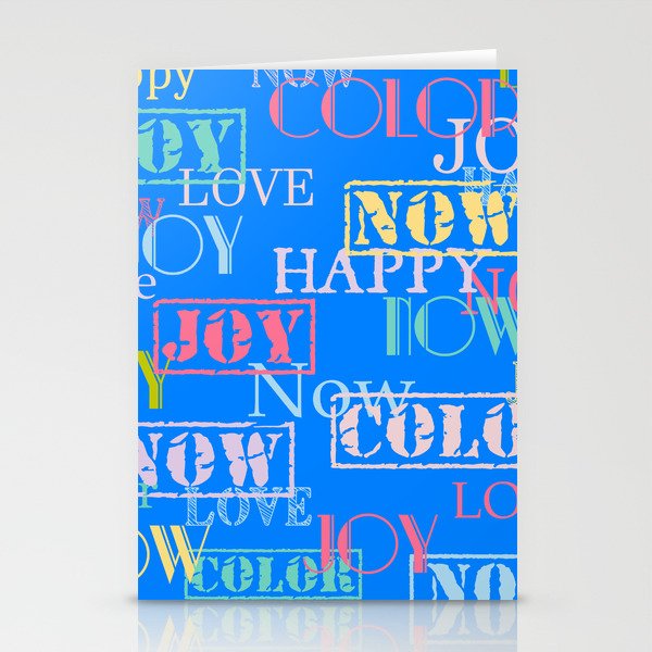 Enjoy The Colors - Colorful typography modern abstract pattern on Azure blue color Stationery Cards