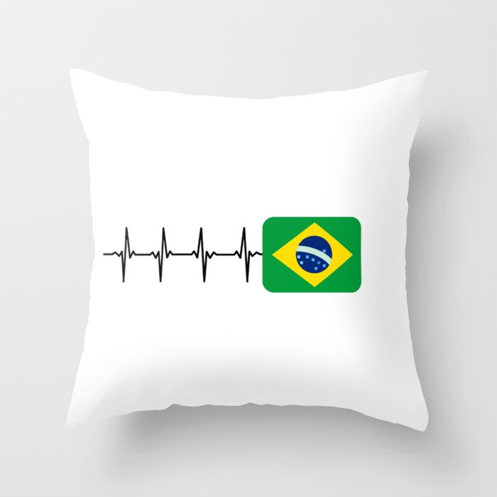 Heartbeat Brazil Throw Pillow