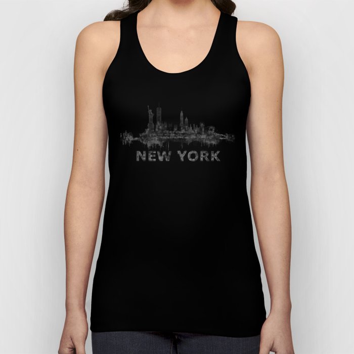 NY New York City Skyline NYC Black-White Watercolor art Tank Top