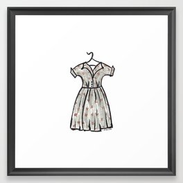 Vintage Grey Floral Dress Framed Art Print