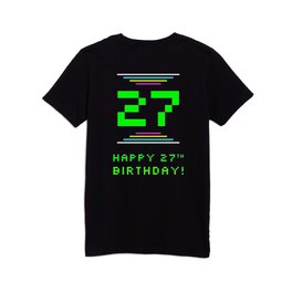[ Thumbnail: 27th Birthday - Nerdy Geeky Pixelated 8-Bit Computing Graphics Inspired Look Kids T Shirt Kids T-Shirt ]
