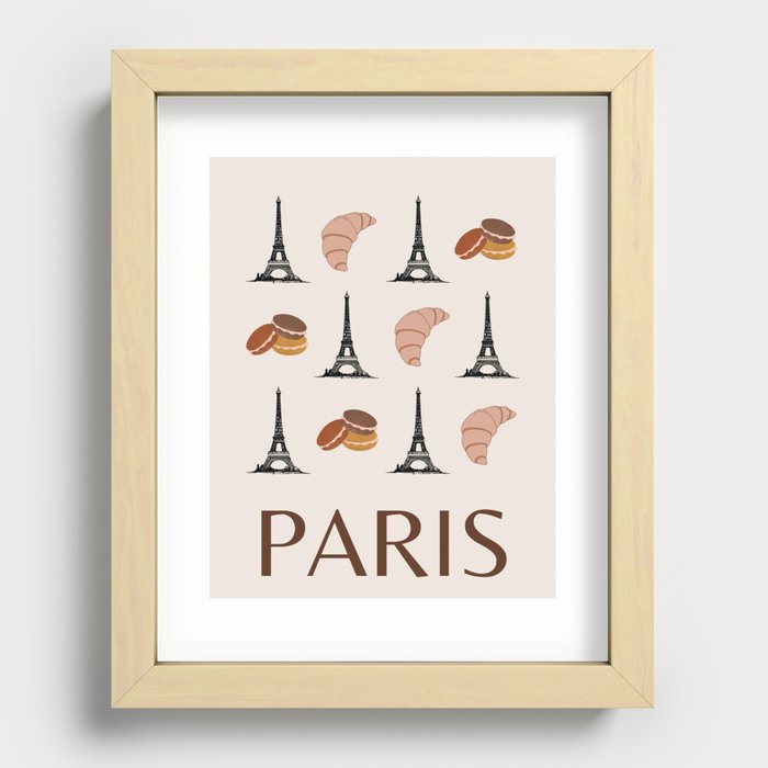 Paris Eiffel Tower Retro Modern Art Decor Boho Terracotta Tones Illustration  Recessed Framed Print