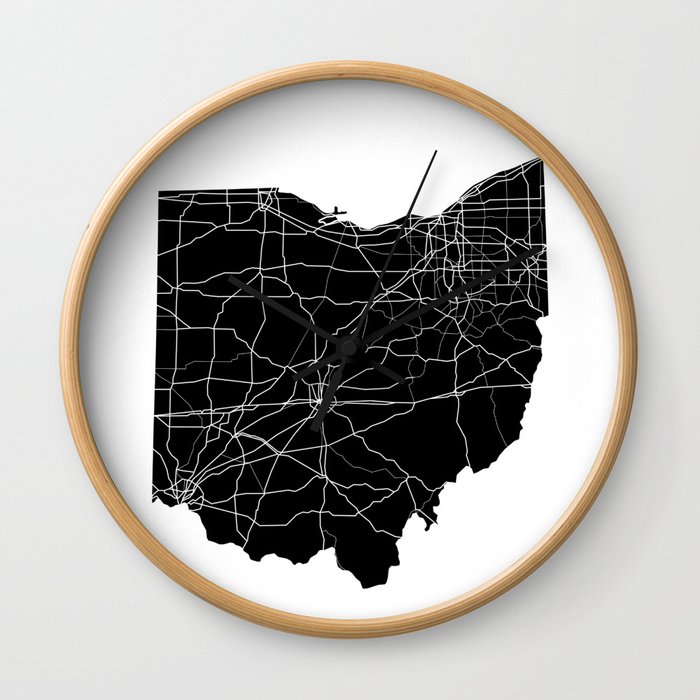 Ohio Black Map Wall Clock