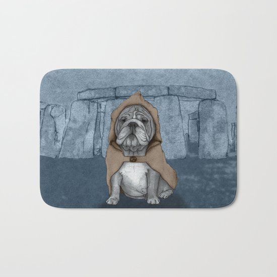English Bulldog in Stonehenge Bath Mat