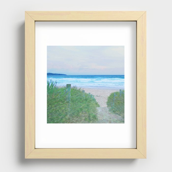 beach grass path impressionism painted realistic scene walkway Recessed Framed Print