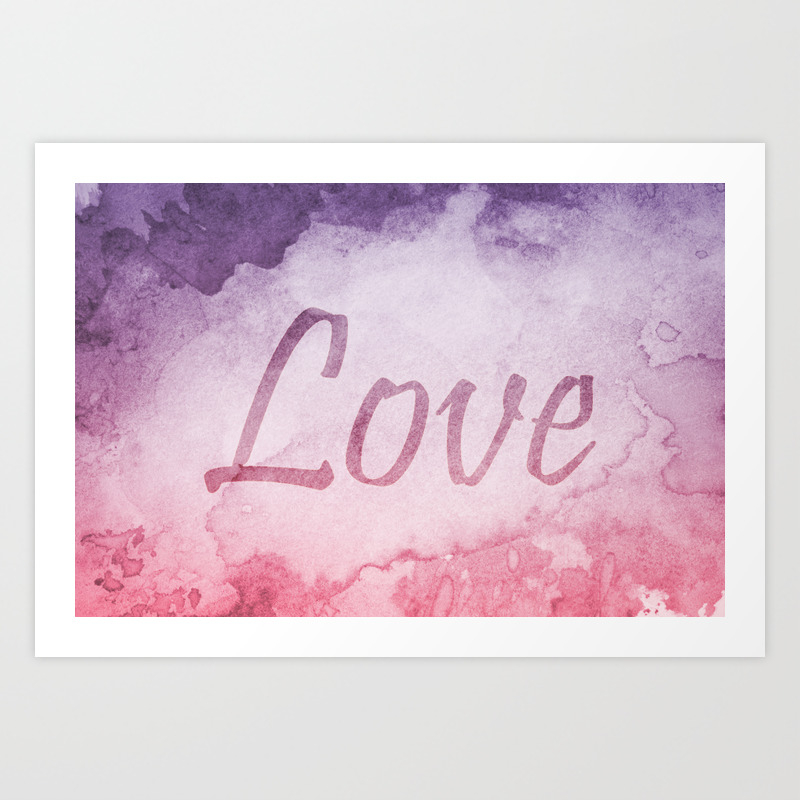 Abstract Watercolor Love Typography Graphic Design Art Print By