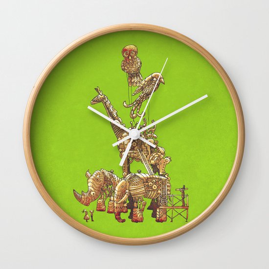 The Clockwork Menagerie (Lime) Wall Clock
