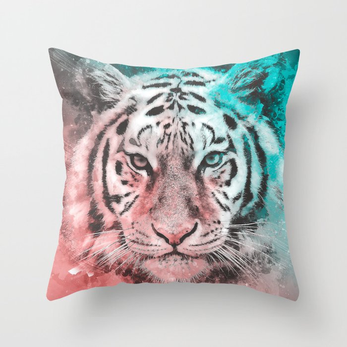 Tiger Abstract Watercolor Painting Throw Pillow By Rhnpredator