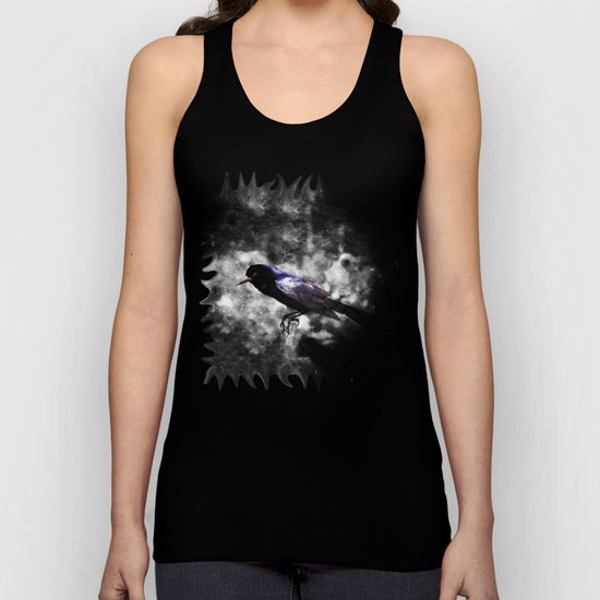 The Lonesome Purple Feathered Bird in the Mist Unisex Tank Top