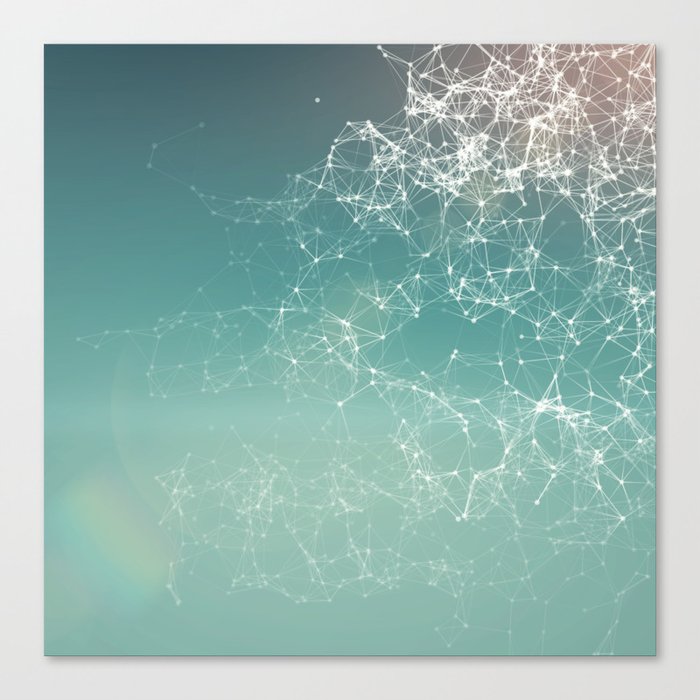 Fresh summer abstract background. Connecting dots, lens flare Canvas Print