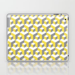 lluminating yellow and ultimate gray seamless isometric pattern. Grey, white and yellow abstract endless isometric background. Seamless geometric pattern. illustration Laptop Skin