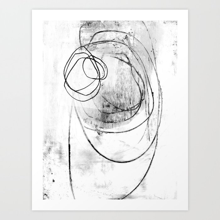 Black And White Textured Scribble Abstract Painting Art Print By