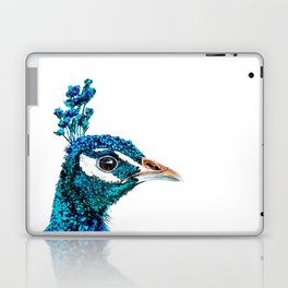 Proud Peacock Bird Art In Blue And Teal Laptop Skin