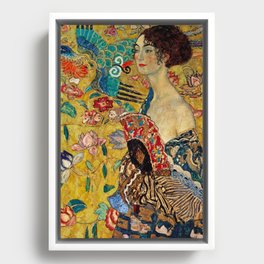 Gustav Klimt Lady With Fan Framed Canvas