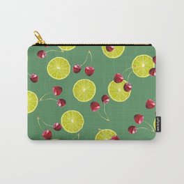 Lime Cherries pattern - green Carry-All Pouch | Food, Drawing, Fruits, Fruit, Slices, Illustration, Kitchen, Summer, Lime, Fooddesign 