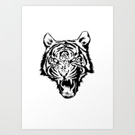 Tiger Illustration (Black & White) Art Print