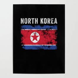 North Korea Flag Distressed Poster