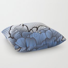 navy blue peony flower Floor Pillow