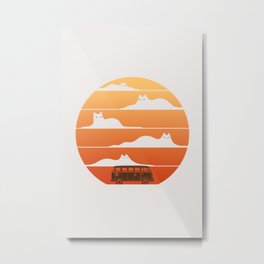 Cat Landscape 106 Metal Print | Vanlife, Meow, Journey, Cat, Yellow, Landscape, Orange, Catlover, Sunset, Bus 