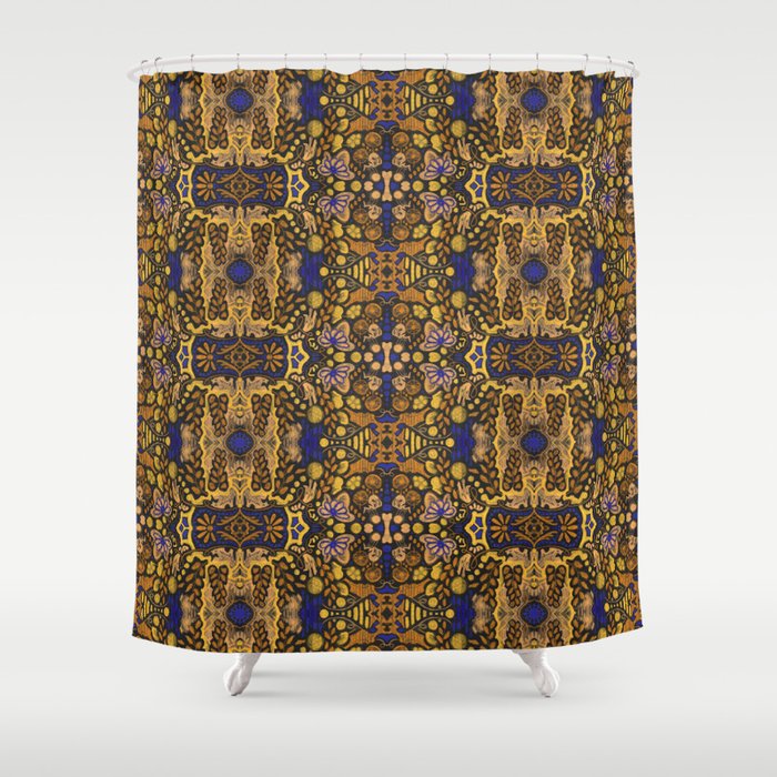 Indian Summer, Bohemian Arabesque Pattern, Golden Yellow Shower Curtain