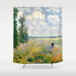 Poppy Fields near Argenteuil by Claude Monet Shower Curtain