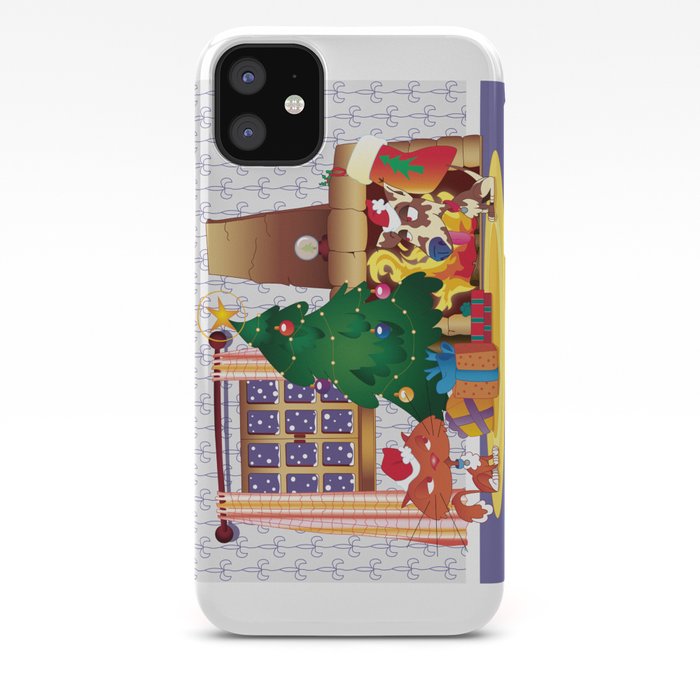Merry Christmas Cat And Dog Iphone Case By Laurencelolidechassey