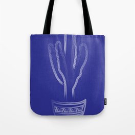 Cactus Blues Minimal Line Pottery Art Tote Bag