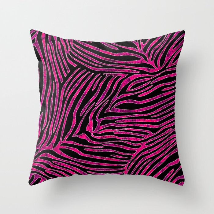 Pink Tiger Stripes Throw Pillow