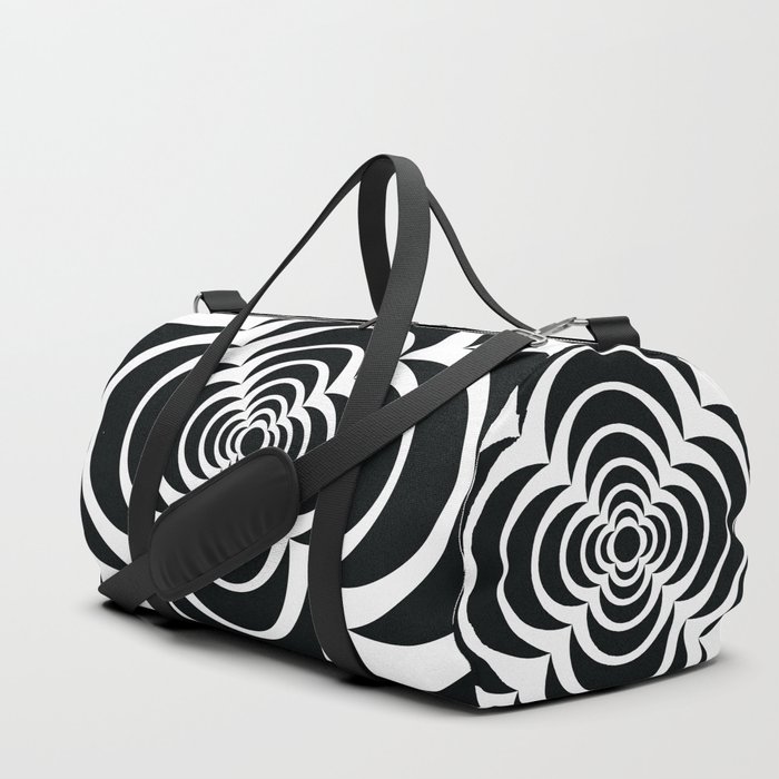 Floral Abstract Shapes 10 in Monochrome Duffle Bag
