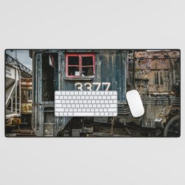 Boston and Maine 3377 Steam Locomotive Cab Rusting Abandoned Neglected Steamtown National Historic Site Scranton Pennsylvania Train Railfan Industry Industrial Desk Mat